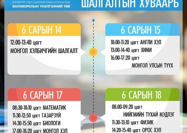 ЭЕШ өнөөдөр 12 цагаас орон даяар эхэлнэ